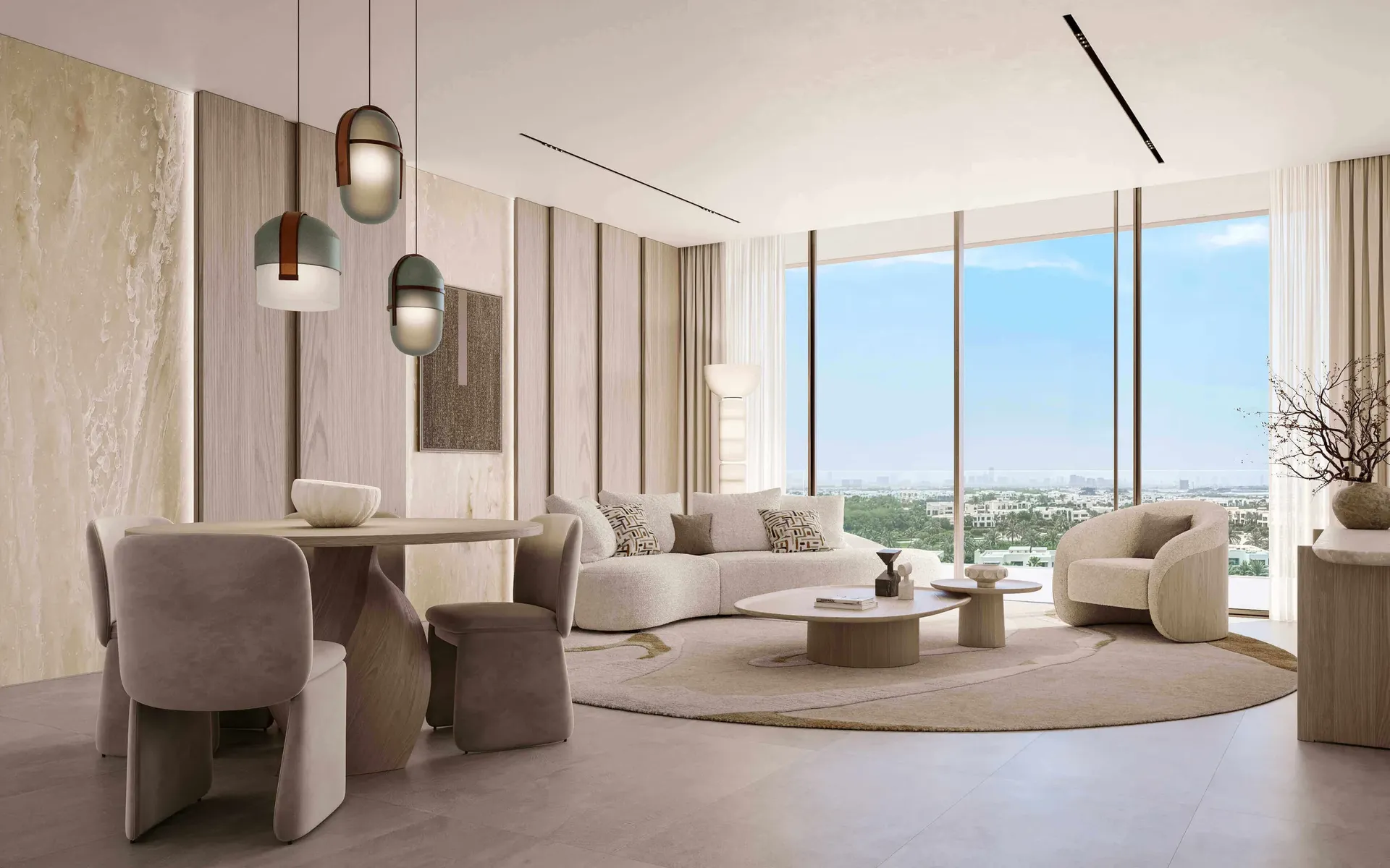 Living room of a two to three bedroom residence at HADO by Beyond
